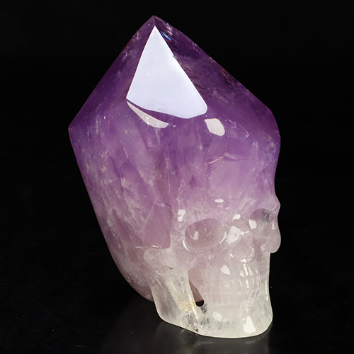 Gemstone 3.5" Amethyst Hand Carved Crystal Skull Wand/Point Sculpture, Crystal Healing