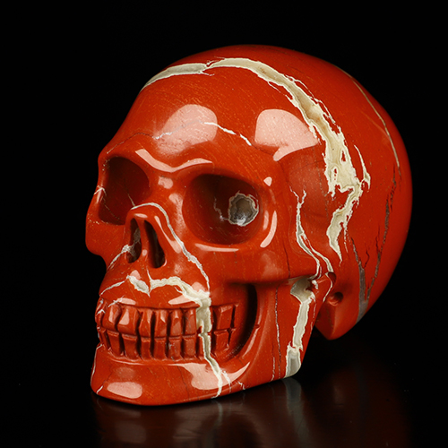 2.0" Red Jasper Hand Carved Crystal Skull, Realistic, Crystal Healing