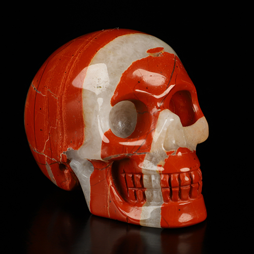 2.0" Red Jasper Hand Carved Crystal Skull, Realistic, Crystal Healing