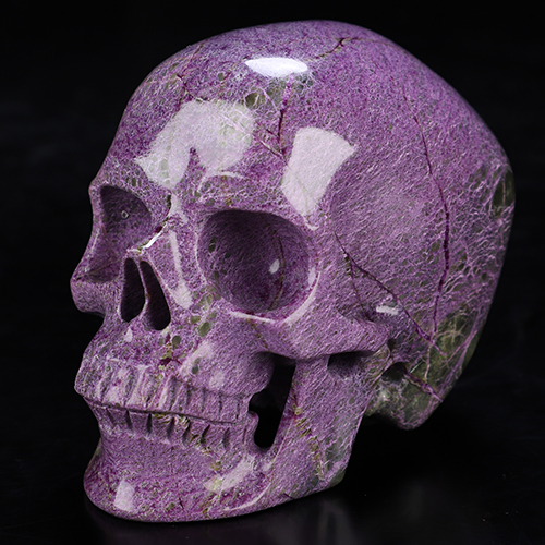 3.8" Stichtite and Serpentine Hand Carved Crystal Skull, Super Realistic, Crystal Healing