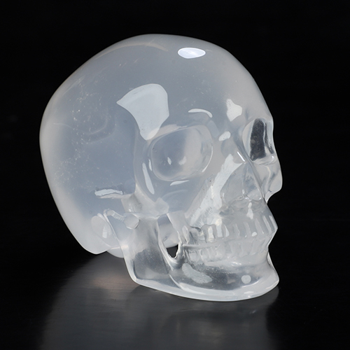 1.9" Milky Quartz Hand Carved Crystal Skull, Super Realistic, Crystal Healing