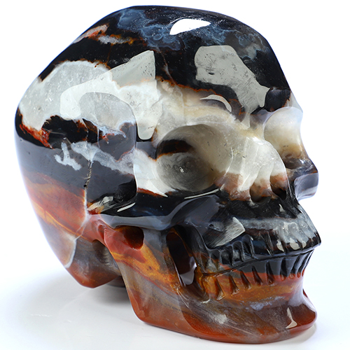 3.3" Black Zebra Agate Hand Carved Crystal Skull, Super Realistic, Crystal Healing