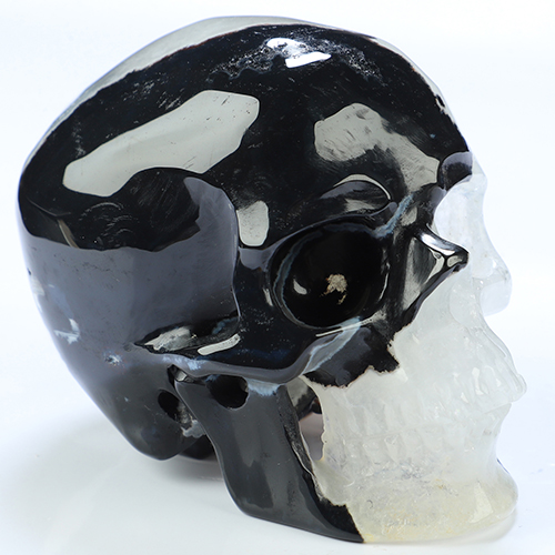 3.5" Black Zebra Agate Hand Carved Crystal Skull, Super Realistic, Crystal Healing