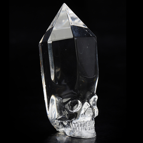 2.2" Quartz Rock Crystal Hand Carved Crystal Skull Wand/Point Sculpture, Crystal Healing