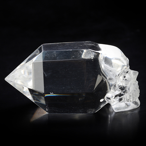 2.2" Quartz Rock Crystal Hand Carved Crystal Skull Wand/Point Sculpture, Crystal Healing