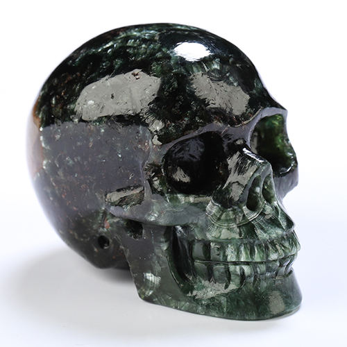 1.5" Seraphinite Hand Carved Crystal Skull, Realistic, Crystal Healing