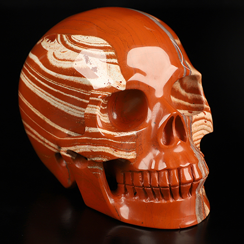 5.0" Red Jasper Hand Carved Crystal Skull, Realistic, Crystal Healing