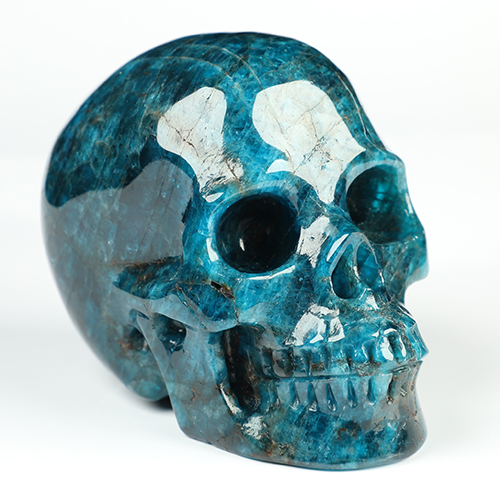 3.4" Blue Apatite Hand Carved Crystal Skull, Realistic, Crystal Healing