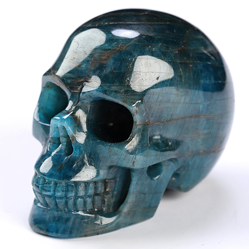 2.0" Blue Apatite Hand Carved Crystal Skull, Realistic, Crystal Healing