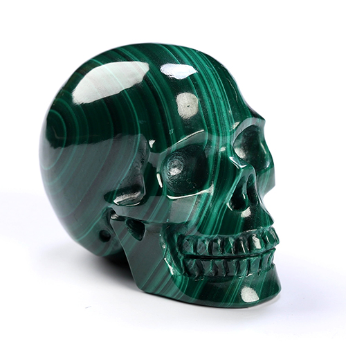 Gemstone 1.1" Malachite Hand Carved Crystal Skull, Realistic, Crystal Healing