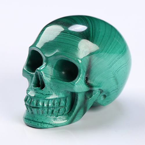 Gemstone 1.2" Malachite Hand Carved Crystal Skull, Realistic, Crystal Healing