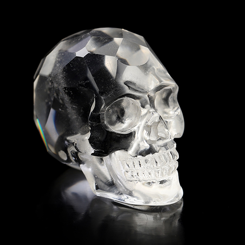 1.3" Faceted Quartz Rock Crystal Hand Carved Crystal Skull, Realistic, Crystal Healing