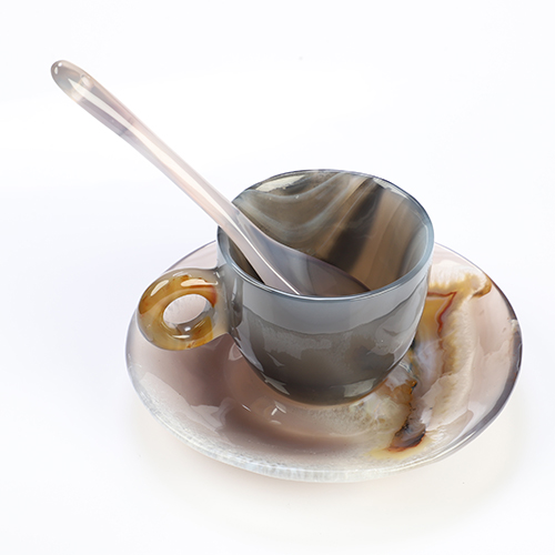 5.0" Premium Brazilian Agate Hand Carved Crystal Cup Set, Crystal Healing