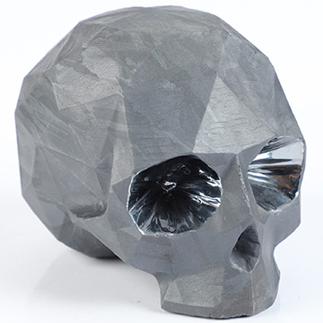 3.9" Faceted Frosted Tera-hertz Hand Carved Crystal Skull Sculpture, Crystal Healing