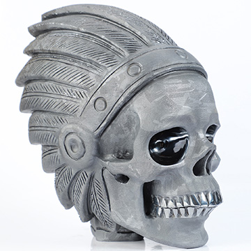 6.1" Frosted Tera-hertz Hand Carved Indian Crystal Skull Sculpture, Crystal Healing