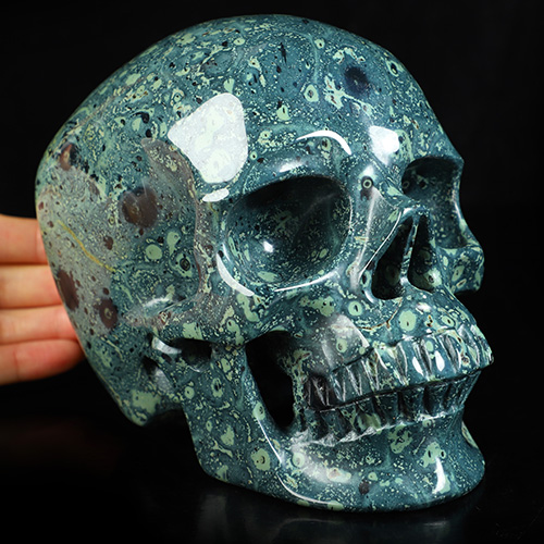 Super Realistic! Lifesized 6.5" Kambaba Jasper Hand Carved Crystal Skull, Crystal Healing