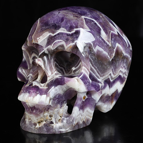 5.1" Dream Chevron Amethyst Hand Carved Crystal Skull, Super Realistic, Crystal Healing