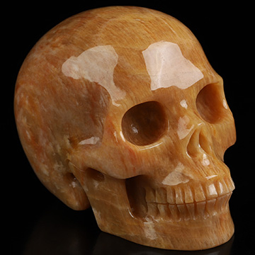 3.0" Sunstone Hand Carved Crystal Skull, Realistic, Crystal Healing