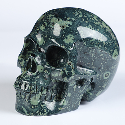 3.5" Kambaba Jasper Hand Carved Crystal Skull, Realistic, Crystal Healing