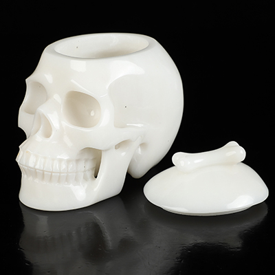 5.0" White Jade Hand Carved Urn Crystal Skull, Crystal Healing, 3OZ