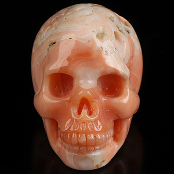 1.1" Pink Coral Hand Carved Crystal Skull, Realistic, Crystal Healing