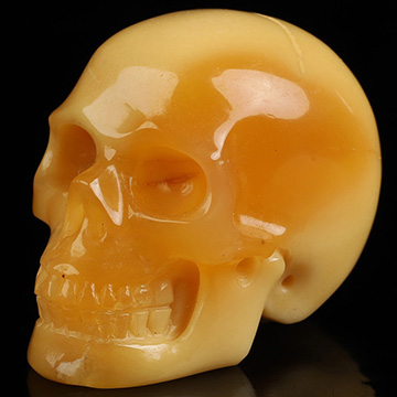 1.1" Myanmar Yellow Jade Hand Carved Crystal Skull, Realistic, Crystal Healing