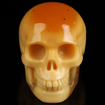 1.1" Myanmar Yellow Jade Hand Carved Crystal Skull, Realistic, Crystal Healing