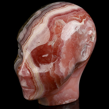 1.3" Rhodochrosite Hand Carved Fairy Elf Alien Crystal Skull Companion Sculpture, Crystal Healing