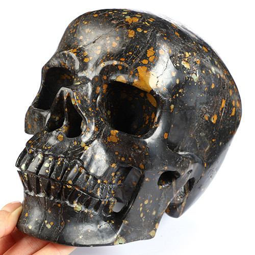 Lifesized 7.8" Turquoise Hand Carved Crystal Skull, Super Realistic, Crystal Healing
