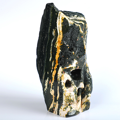 5.2" Ocean Jasper Hand Carved Crystal Skull Fine Art Sculpture, Crystal Healing