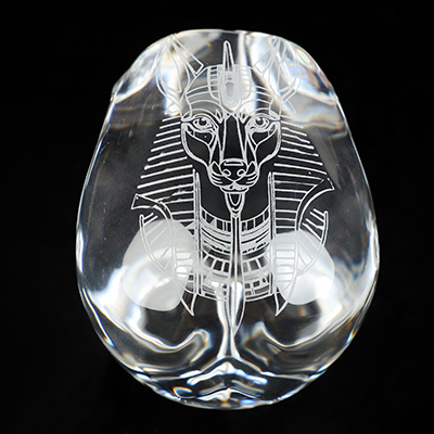 5.1" K9 Crystal Hand Carved Crystal Skull Anubis, Super Realistic, Crystal Healing