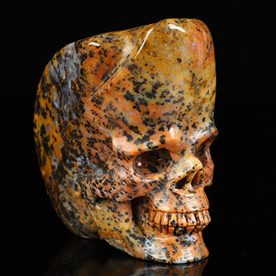 3.5" Brown Ocean Agate Hand Carved Crystal Skull Fine Art Sculpture, Crystal Healing