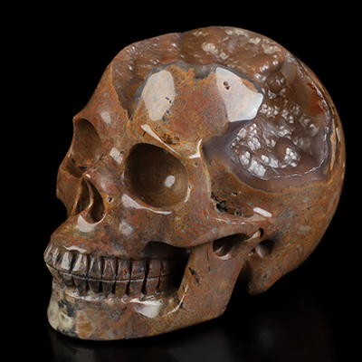 4.5" Dinosaur Egg Agate Hand Carved Crystal Skull, Realistic, Crystal Healing