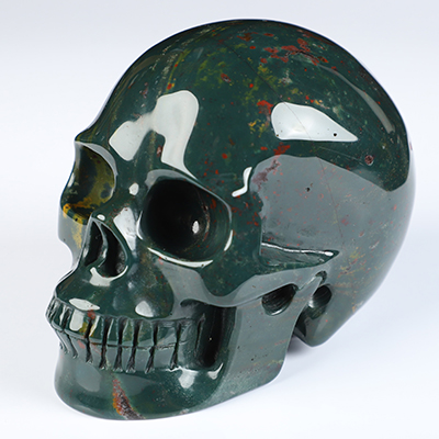 4.0" Bloodstone Hand Carved Crystal Skull, Realistic, Crystal Healing