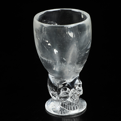 3.3" Quartz Rock Crystal Hand Carved Crystal Skull Cup, Crystal Healing