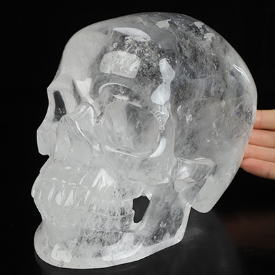 Lifesized 7.4" Quartz Rock Crystal Hand Carved Crystal Skull, Super Realistic, Crystal Healing