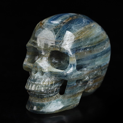 Gemstone 1.8" Kyanite Hand Carved Crystal Skull, Super Realistic, Crystal Healing