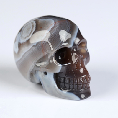 Gemstone 1.3" Mozambique Agate Hand Carved Crystal Skull, Realistic, Crystal Healing