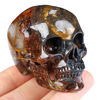 2.0" Pietersite Hand Carved Crystal Skull, Super Realistic, Crystal Healing
