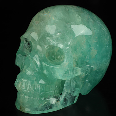 5.0" Fluorite Hand Carved Crystal Skull, Realistic, Crystal Healing