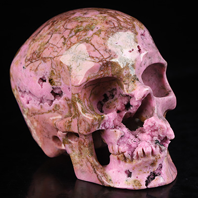 3.4" Cobalto Calcite Geode Hand Carved Crystal Skull, Super Realistic, Crystal Healing