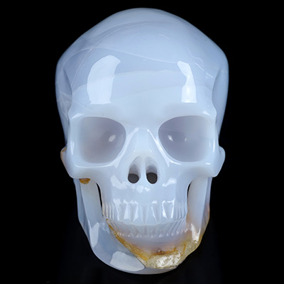 3.9" Blue Chalcedony Hand Carved Crystal Skull, Super Realistic, Crystal Healing