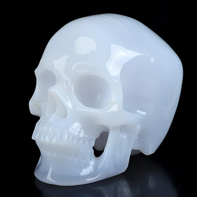 3.8" Blue Chalcedony Hand Carved Crystal Skull, Super Realistic, Crystal Healing