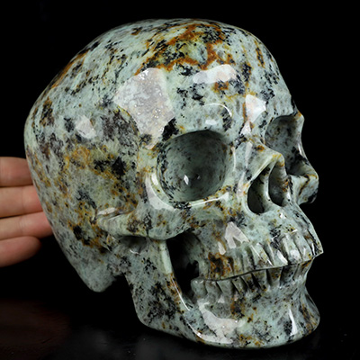 Lifesized 6.5" African Turquoise Hand Carved Crystal Skull, Super Realistic, Crystal Healing