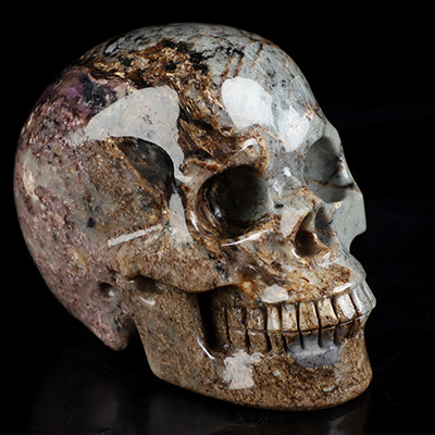 Gemstone 3.9" Russian Charoite Hand Carved Crystal Skull, Realistic, Crystal Healing