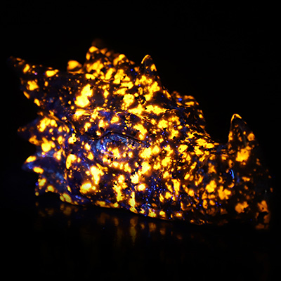 5.9" Yooperlites Hand Carved Crystal Dragon Head Skull Sculpture, Crystal Healing