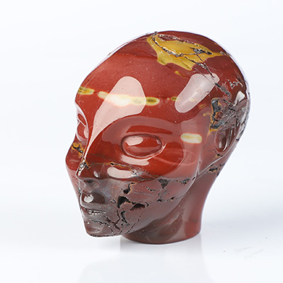 1.9" Mookaite Jasper Hand Carved Fairy Elf Alien Crystal Skull Companion Sculpture, Crystal Healing