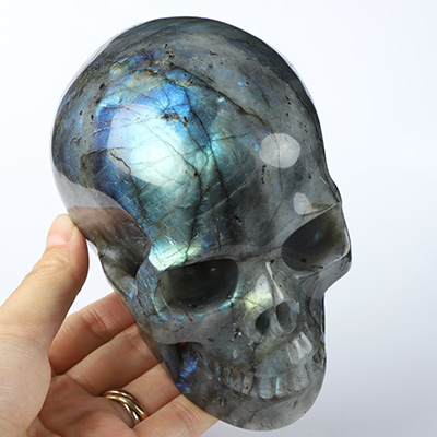 4.9"  Labradorite Hand Carved Crystal Skull Sculpture, Crystal Healing