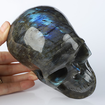 5.0" Labradorite Hand Carved Crystal Skull, Super Realistic, Crystal Healing