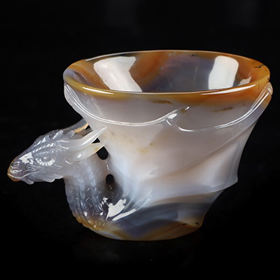 5.0" Premium Brazilian Agate Hand Carved Crystal Dragon Cup, Crystal Healing